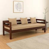 ONIJA  Sheesham Wood Diwan Sofa Set for Livingroom & Office | Wooden Three Seater Sofa for Home Furniture | 3 Person Sofa Settee for Bedroom Couch (Walnut Finish)